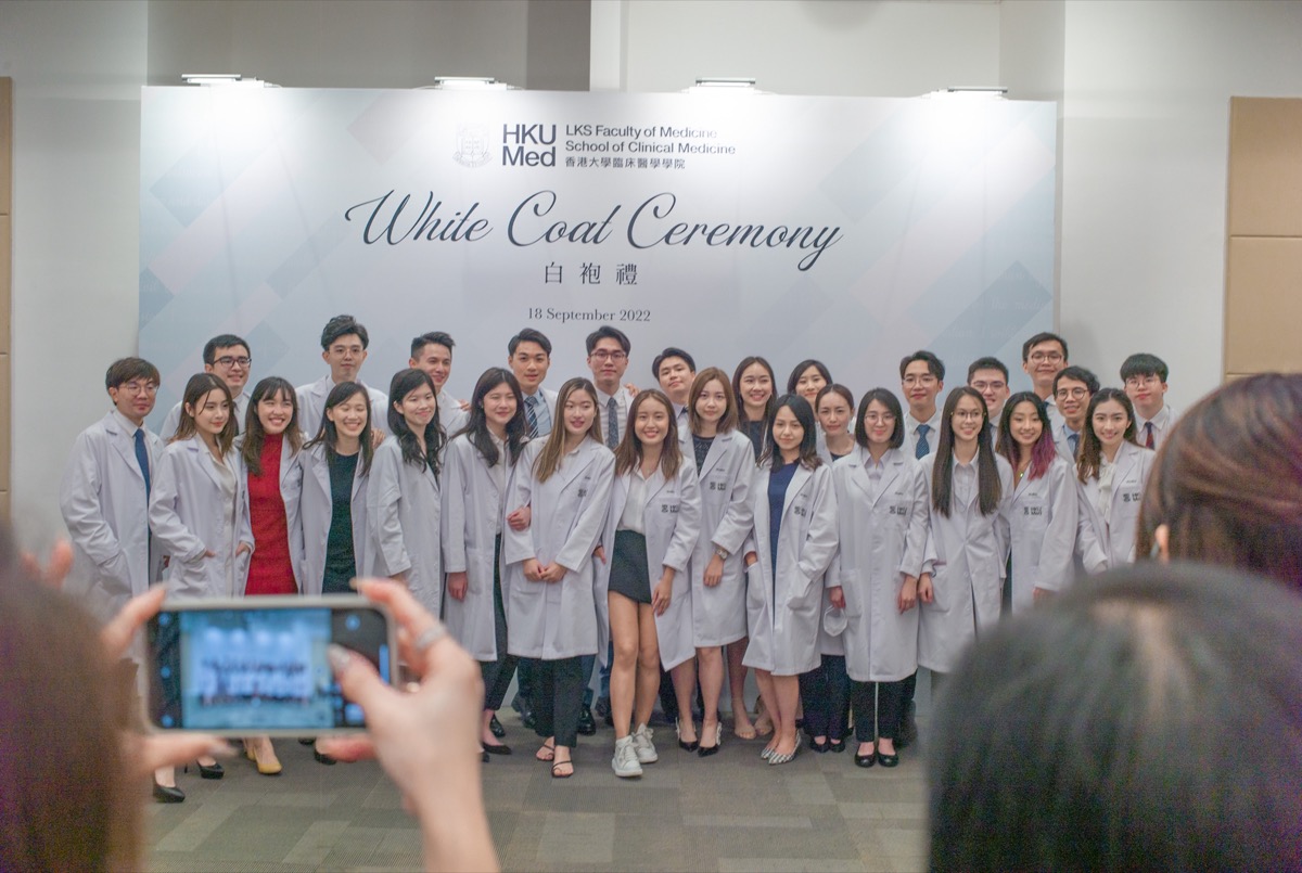 TIS Alumni Anson Tang (centre) at the HKU Medicine White Coat Ceremony 2022, 18 September